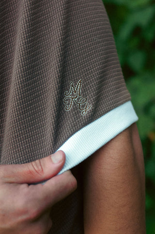 Parklands Waffle Polo - Chocolate Brown