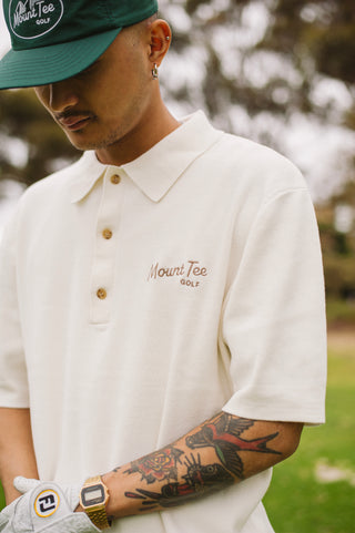 Woodlands Knit Polo Short Sleeve - Sand