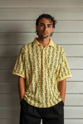 Parklands Waffle Polo - Wattle Stripe